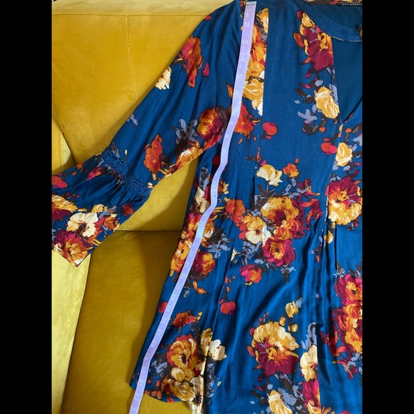 Blu Pepper Navy Floral Bohemian Keyhole Dress Med - Picture 7 of 7